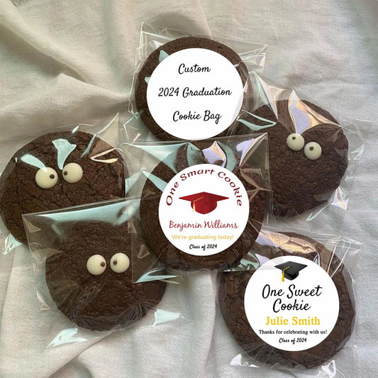 Personalized Graduation Cookie Bags with stickers, Gift Cookie Bag Favors for College Grad, Custom Graduation Candy Label with your text