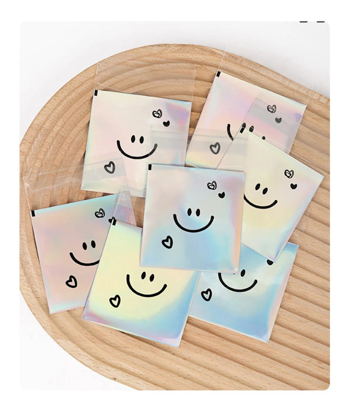 100pcs 7cm×7cm Rainbow Smiley Faces Cookie Bags, Gift Favors for Wedding/Party, DIY Wedding Favor, Packaging Bags for Snacks Bakery Candies