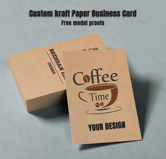 100-300pcs Personalized Recycled Kraft Paper Business Cards, Printable Kraft Business Cards with your text/logo, Favor Cards for Small Business