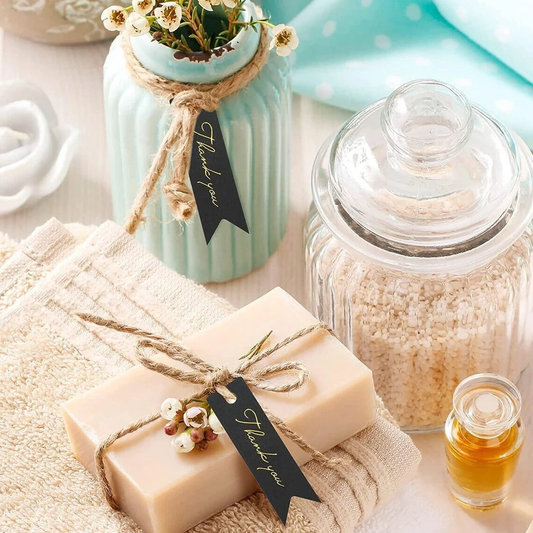 100-300pcs Personalized Black Gift Tags with your deisgn (Thickness 300 GSM) Handmade with Love Tags, Thank you Tags, Favor Tags for Wedding/Gift/Party