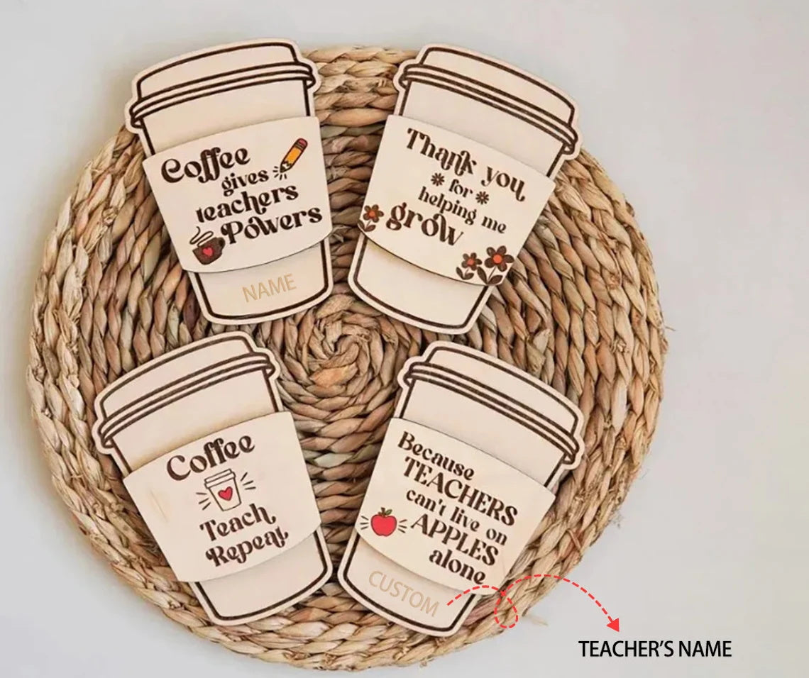 1 PCS Personalized Teacher Gift Card Wooden Holder, Custom appreciation Gift for Teachers, Teacher Appreciation Week Gift, Coffee Gift Card Holder