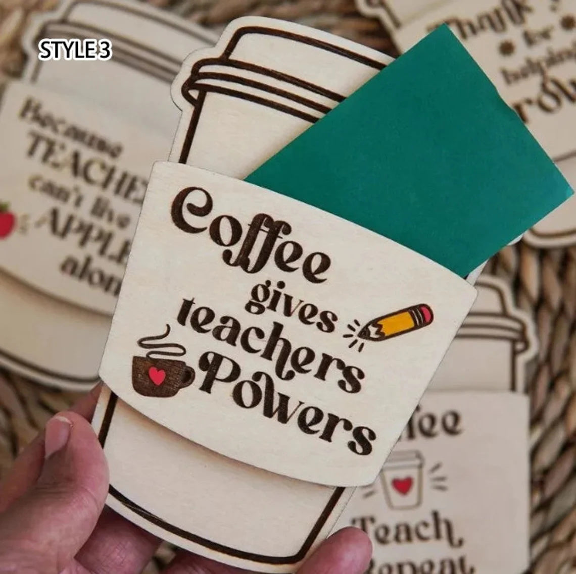 1 PCS Personalized Teacher Gift Card Wooden Holder, Custom appreciation Gift for Teachers, Teacher Appreciation Week Gift, Coffee Gift Card Holder