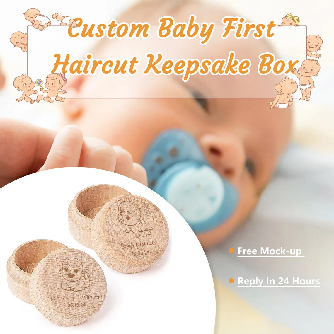 1 pcs Personalized Baby First Haircut Keepsake Box, Baby's First Lock Of Hair, Christening Gift for Newborn, Baby Shower Present, Baby Haircut