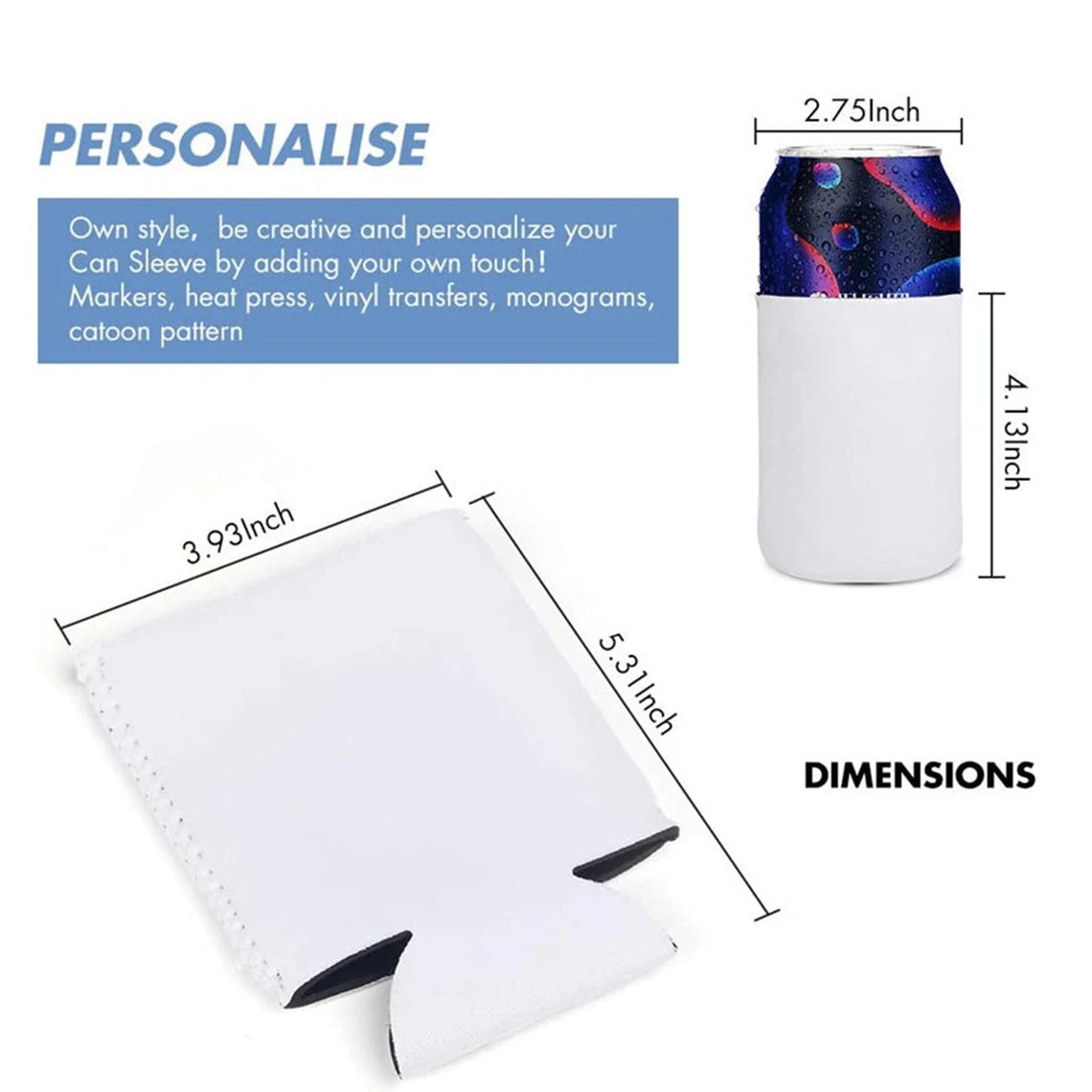 5pcs Personalized Insulated Can Cooler, Anniversary present, Gift Favors for Party/Birthday/Wedding, Custom Picture Can Cooler,Drink Sleeves