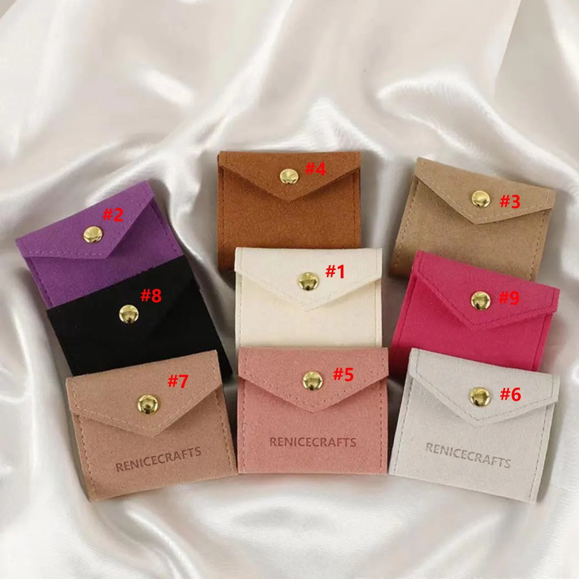 Personalized 50pcs Mini Microfiber Travel Jewelry Roll, Custom Jewelry Organizer Pouch with your logo/text, 14×6cm,Multi-color Necklace Bag