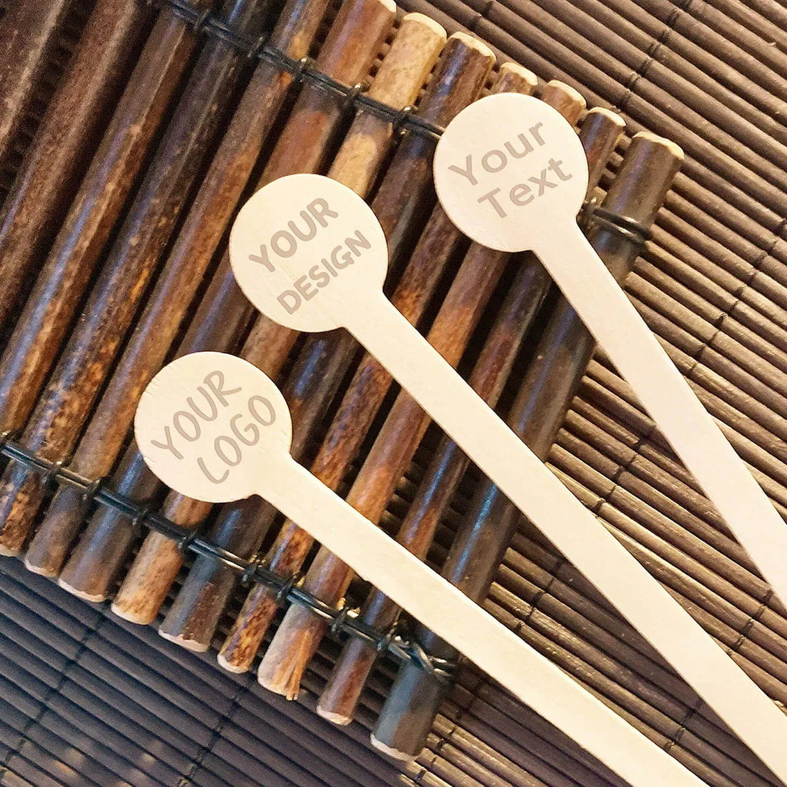 100pcs Personalized Wood Coffee Sirs For Wedding /Party /Coffee Shop ,Beach Vibes Cocktail Sticks