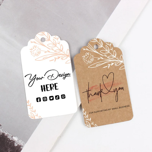 1.7*2.79'' Custom Hang Tags, Personalized Logo Text Price Tags Kraft & Paper Gift Tags with Jute for Jewelry Crafts Wedding Birthday Events