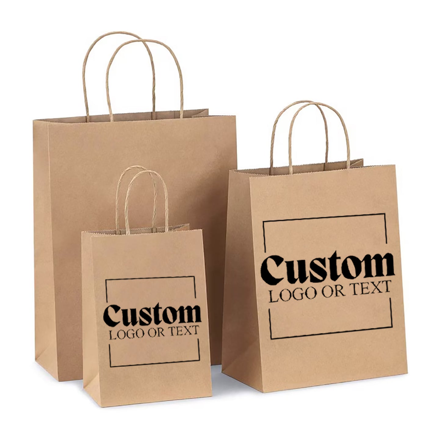 Personalized Kraft/White Recycled Paper Bags with handle, Print Logo Bag for Wedding/Small Business/Party/Gift/Product, Events in Bulk